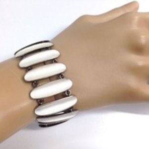 Einar Modahl Norway Sterling silver white  Guilloche Enamel mid Century bracelet